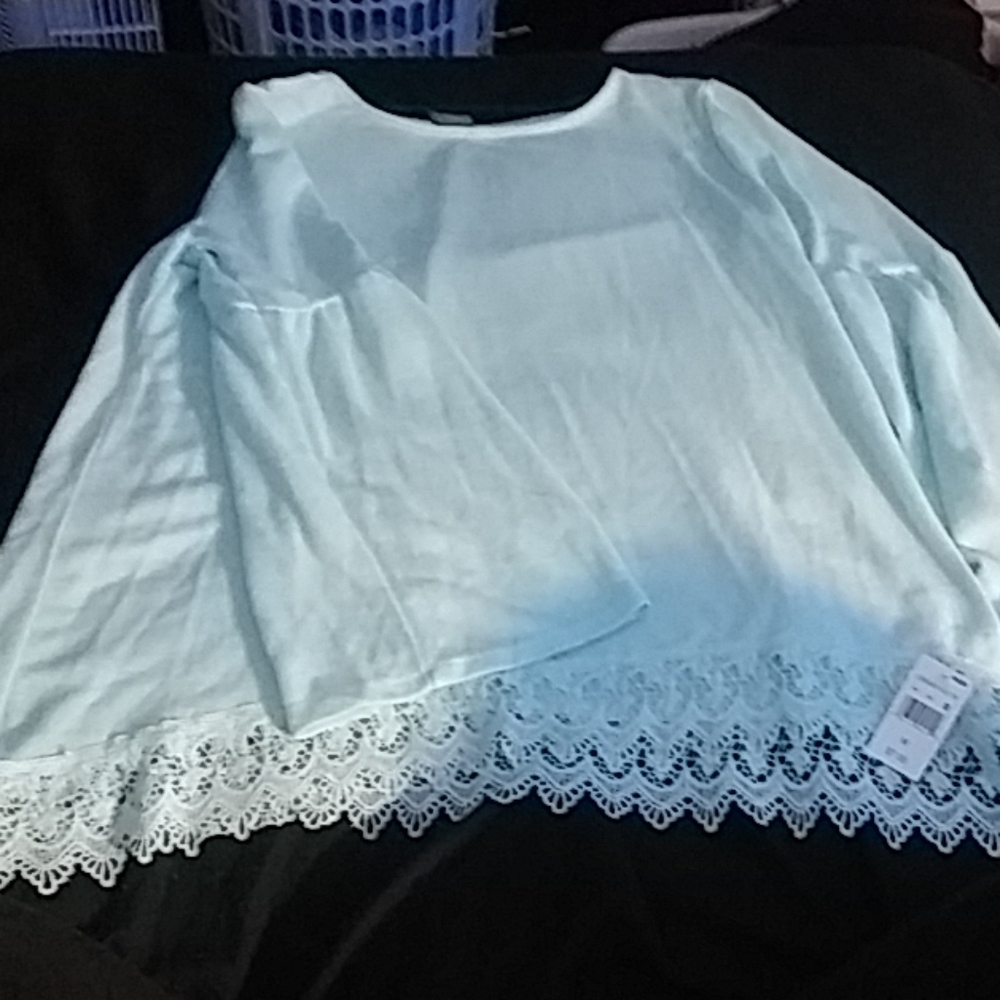 Blue with lace top